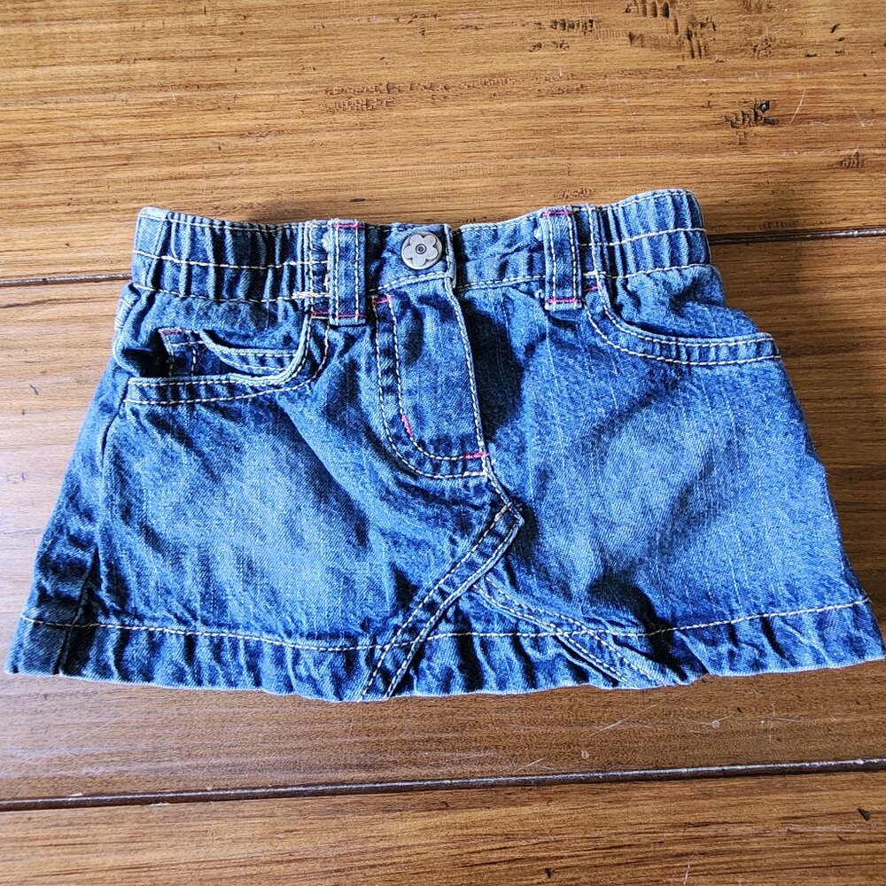 Carter's Baby Girl Blue Denim Jean Skirt With Built-In Shorts Size 3 Months